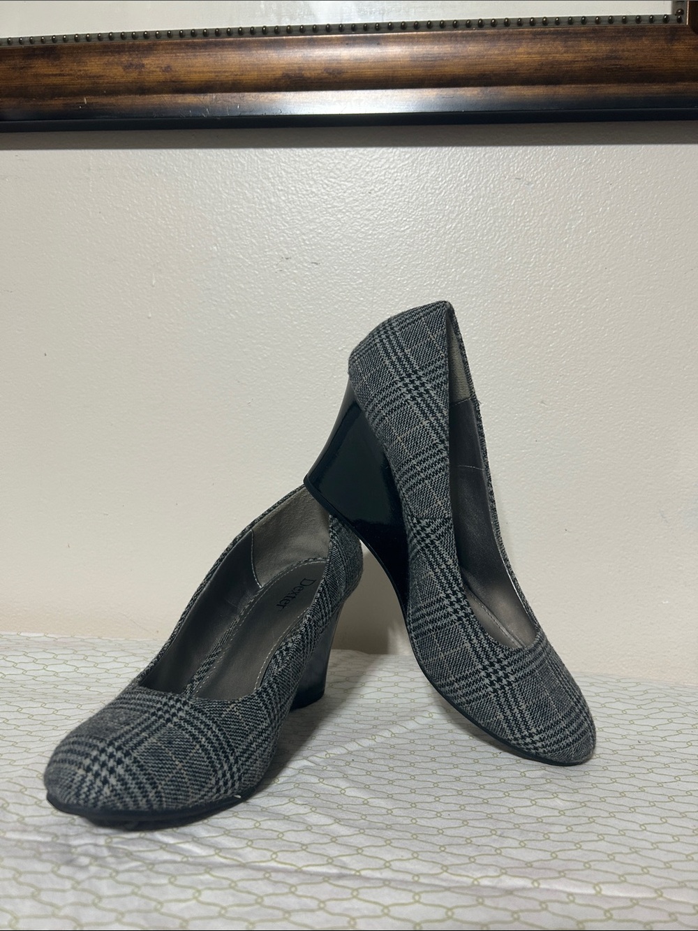 Dexter Gray Plaid Mid Heel Pumps